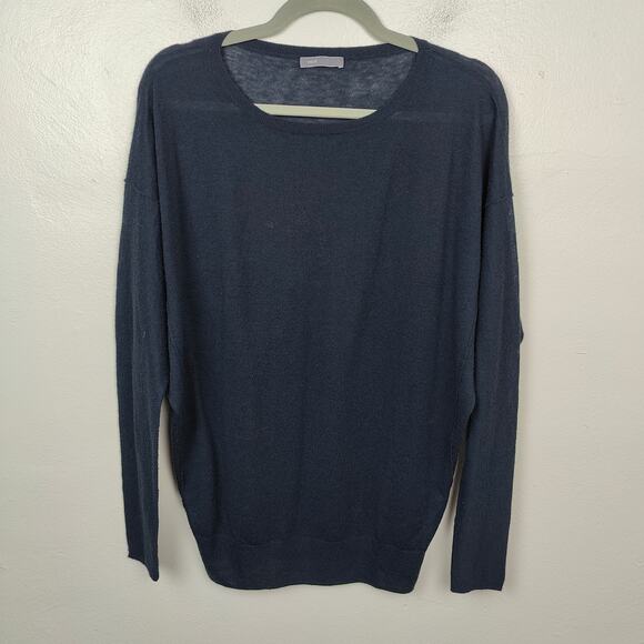 Vince Sweater Womens Large Navy Blue Pullover Relaxed Fit Knit‎ Back Long Sleeve - Picture 1 of 8